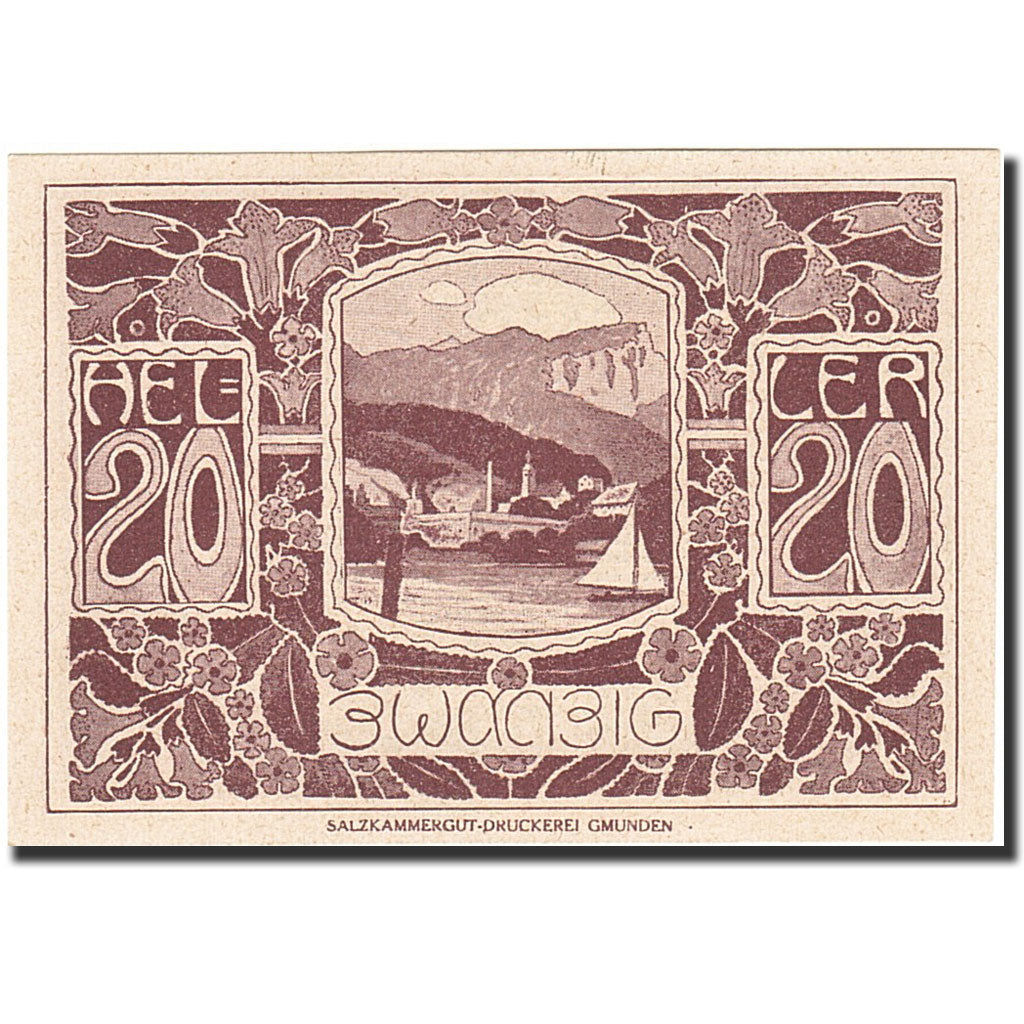 Banknote, Austria, Ebensee, 20 Heller, bateau, 1920, 1920-12-31, UNC(65-70)