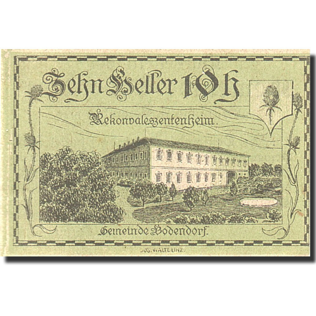 Banknote, Austria, Bodensdorf, 10 Heller, Monument, 1921, 1921-01-31, UNC(65-70)
