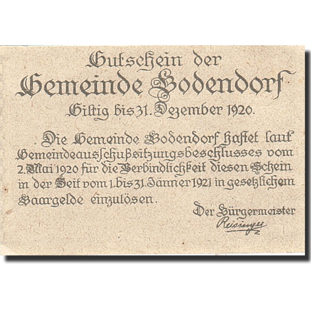 Banknote, Austria, Bodensdorf, 10 Heller, Monument, 1921, 1921-01-31, UNC(65-70)