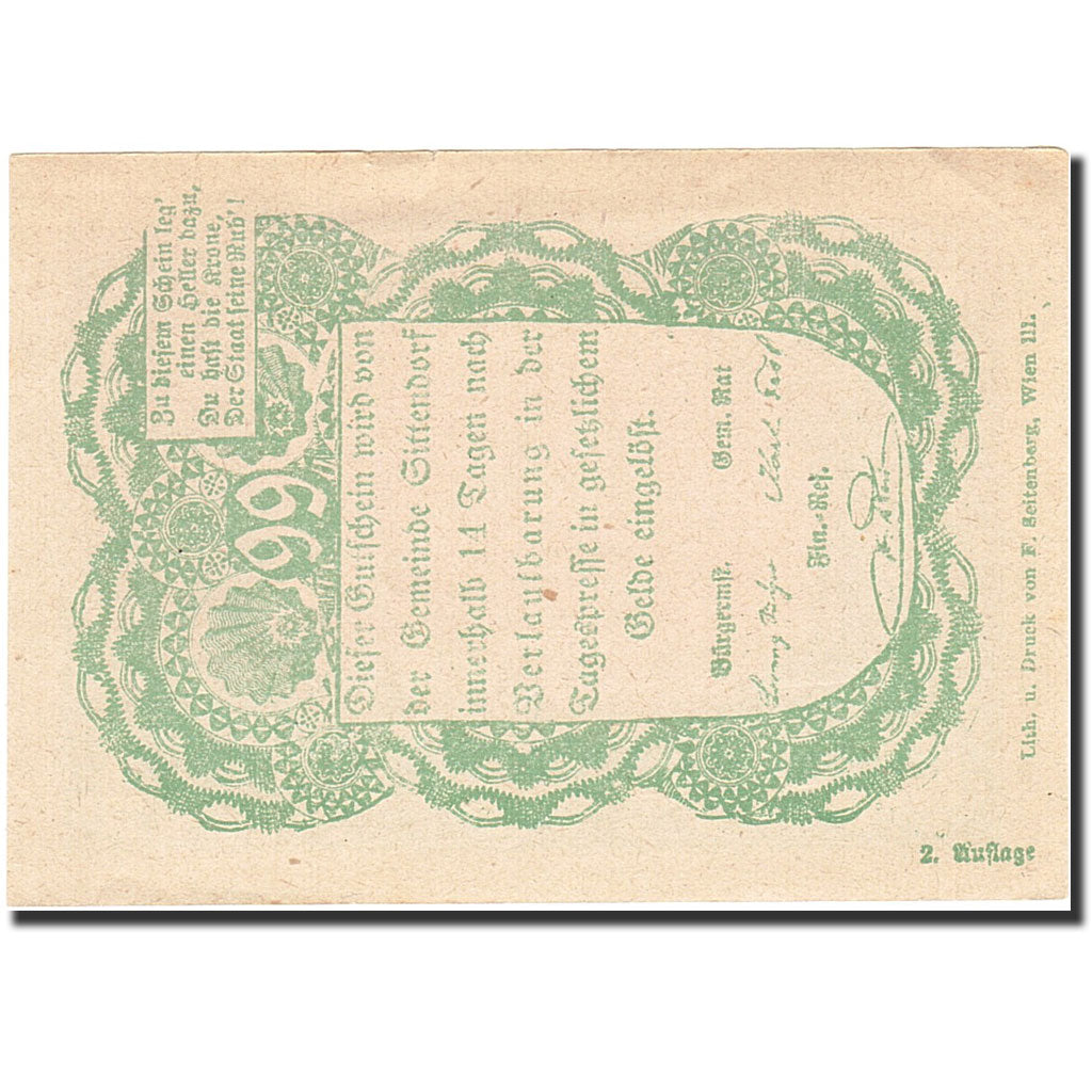 Banknote, Austria, Sittendorf, 90 Heller, Eglise, 1920, 1920-12-31, AU(55-58)