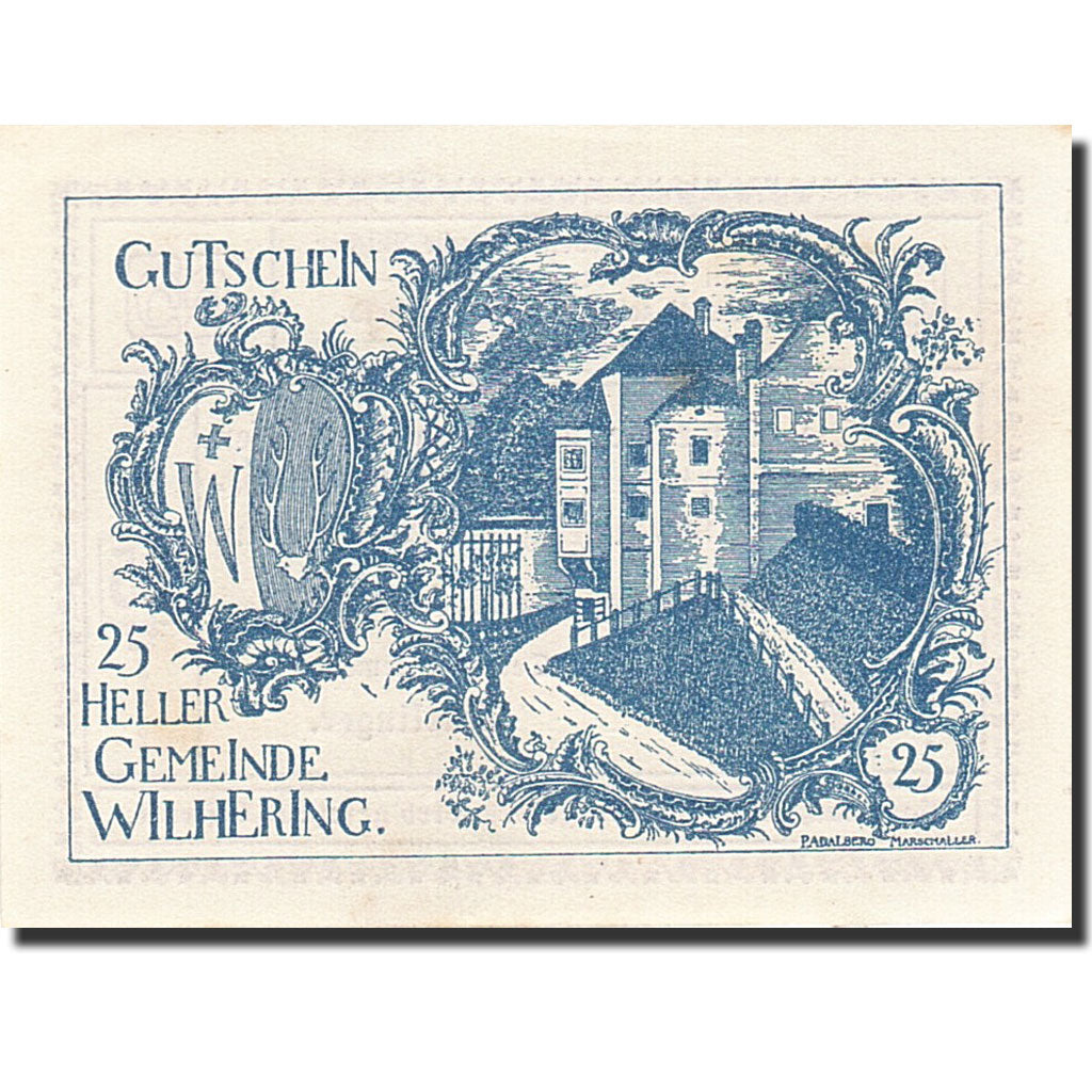 Banknote, Austria, Wilhering, 25 Heller, château, 1920, 1920-12-31, UNC(63)