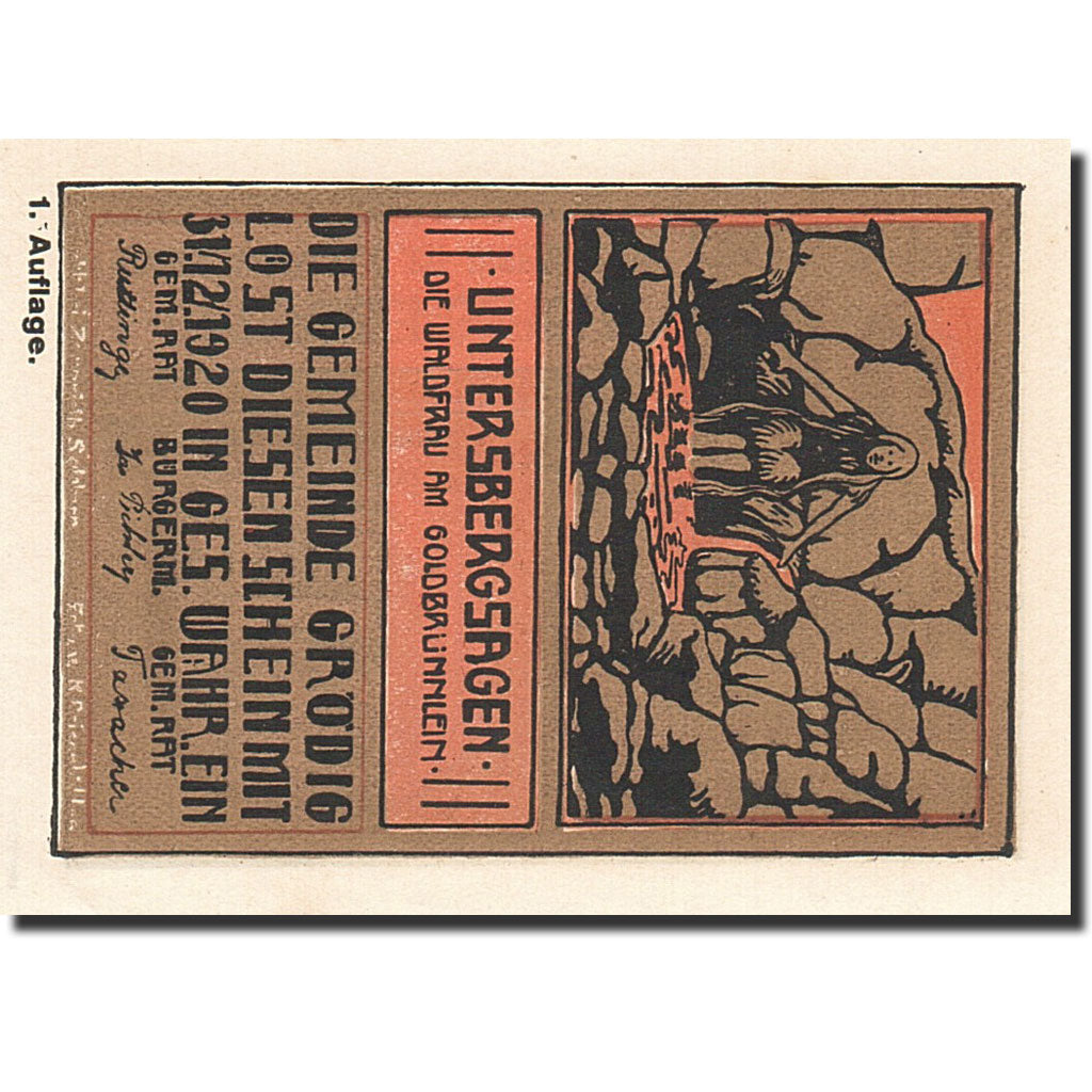 Banknote, Austria, Grödig, 40 Heller, personnage, 1920, 1920-12-31, UNC(63)