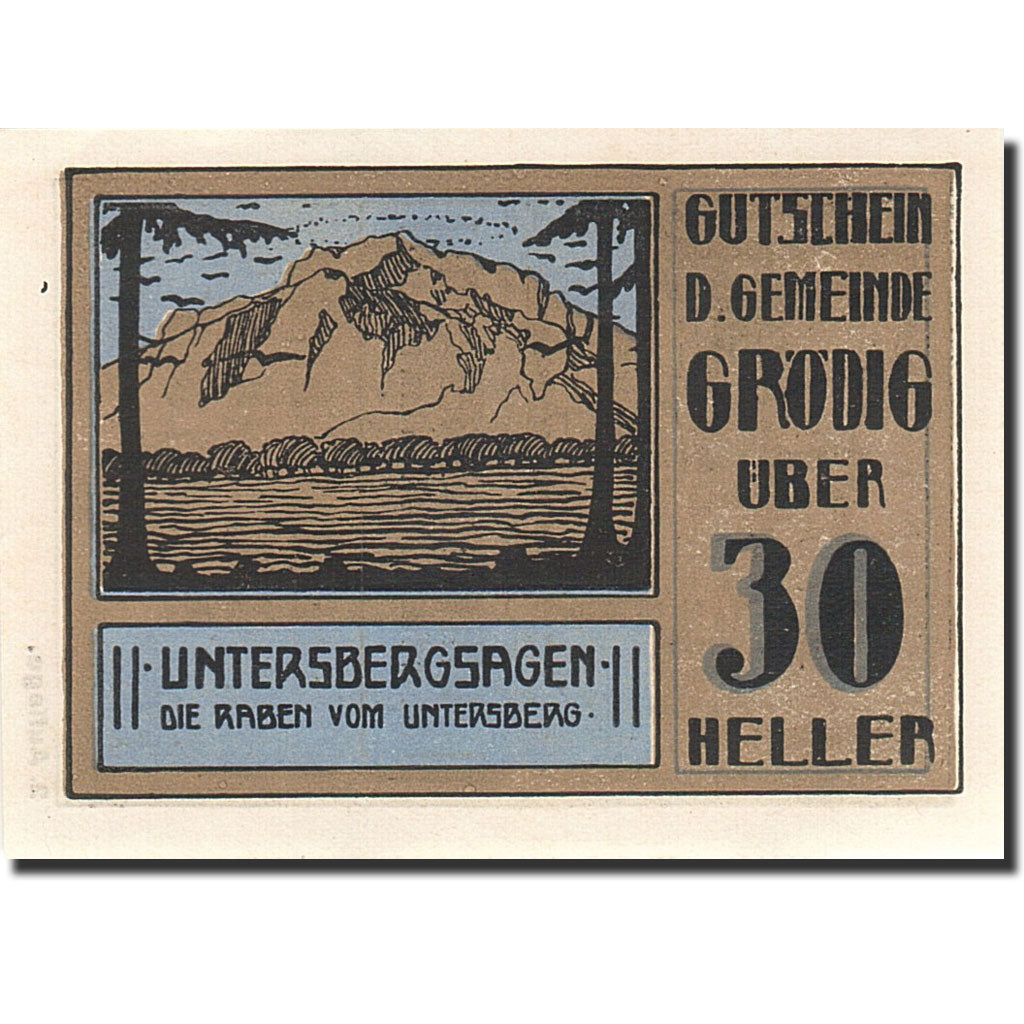 Banknote, Austria, Grödig, 25 Heller, montagne, 1920, 1920-12-31, UNC(65-70)