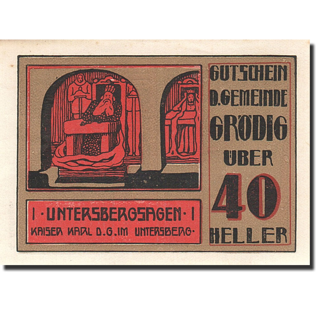Banknote, Austria, Grödig, 40 Heller, personnage, 1920, 1920-12-31, AU(55-58)