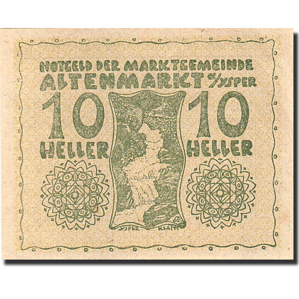 Banconote, Austria, Altenmarkt, 10 Heller, paysage, 1921, 1921-03-31, SPL