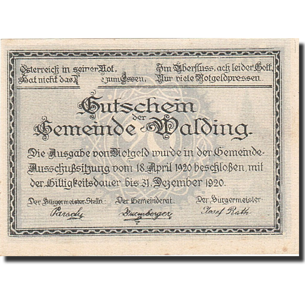Banknote, Austria, Walding, 20 Heller, Eglise, 1920, 1920-12-31, UNC(64)