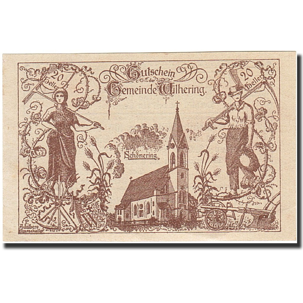 Banknote, Austria, Wilhering, 20 Heller, Eglise, 1920, 1920-12-31, EF(40-45)
