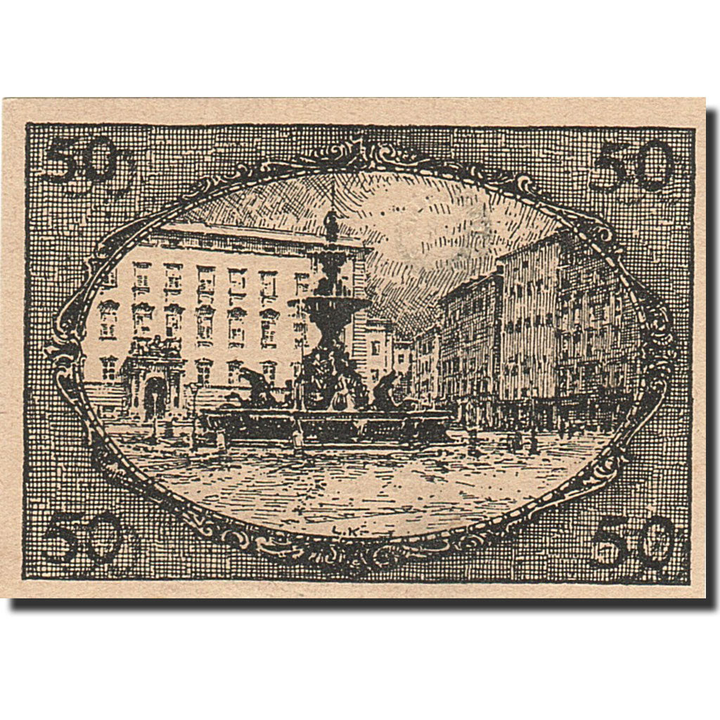 Banknote, Austria, Salzbourg, 50 Heller, fontaine, 1920, 1920-12-31, UNC(65-70)