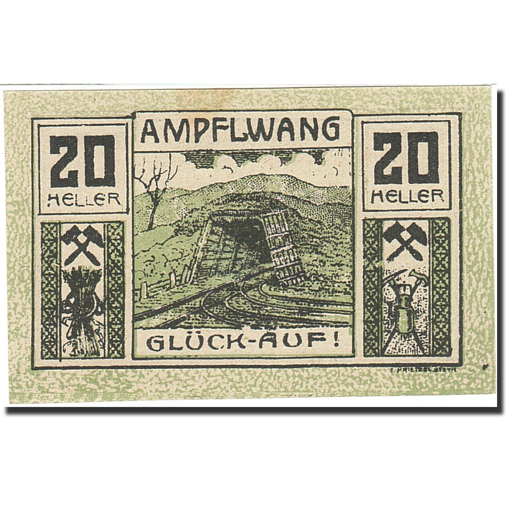 Banknote, Austria, Ampflwang, 20 Heller, Mine, 1920, 1920-12-31, UNC(63)