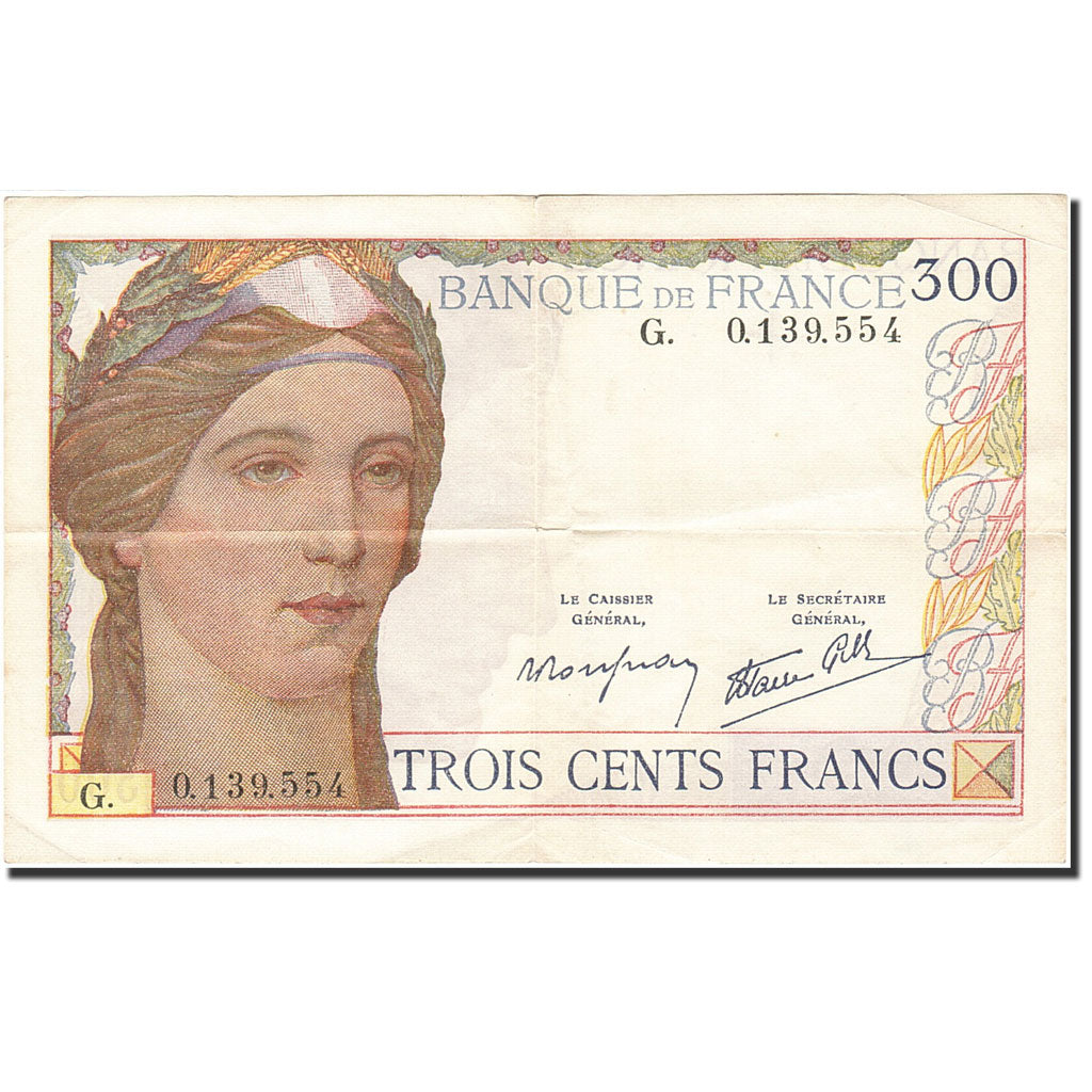 France, 300 Francs, 1938, 1938-10-06, EF(40-45), Fayette:29.1, KM:87a