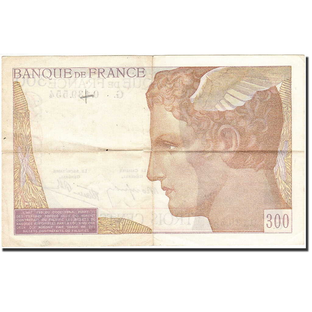 France, 300 Francs, 1938, 1938-10-06, EF(40-45), Fayette:29.1, KM:87a