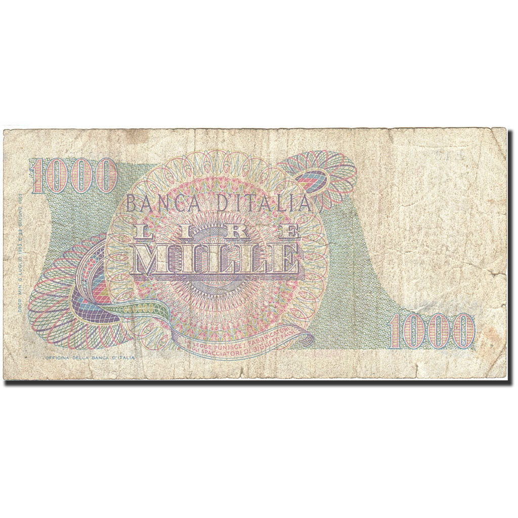Billete, 1000 Lire, 1962, Italia, KM:96b, 1963-07-15, BC