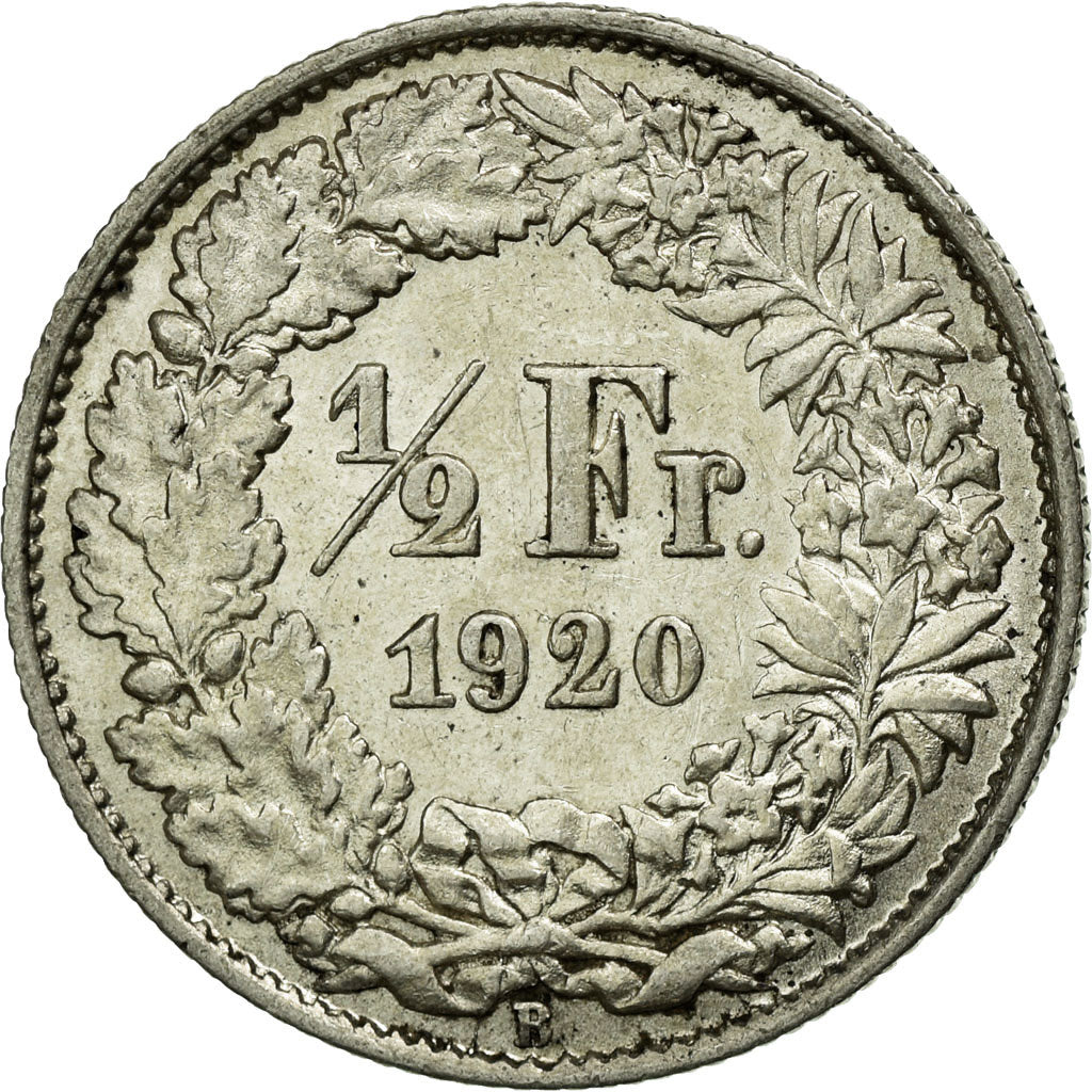 Moneda, Suiza, 1/2 Franc, 1920, Bern, EBC, Plata, KM:23