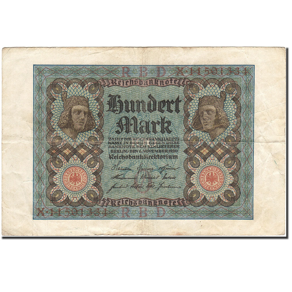 Banknot, Niemcy, 100 Mark, 1920, 1920-11-01, KM:69b, VF(30-35)