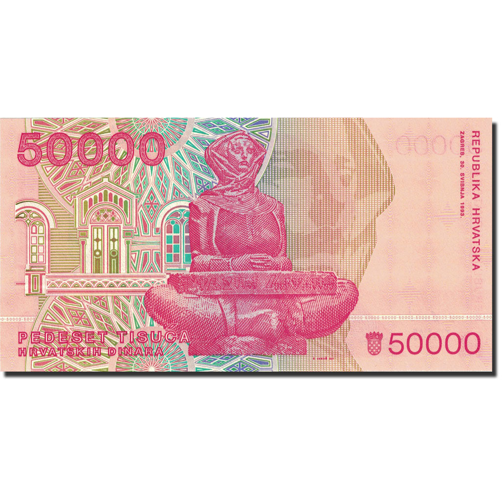 Billet, Croatie, 50,000 Dinara, 1991-1993, 1993-05-30, KM:26a, NEUF