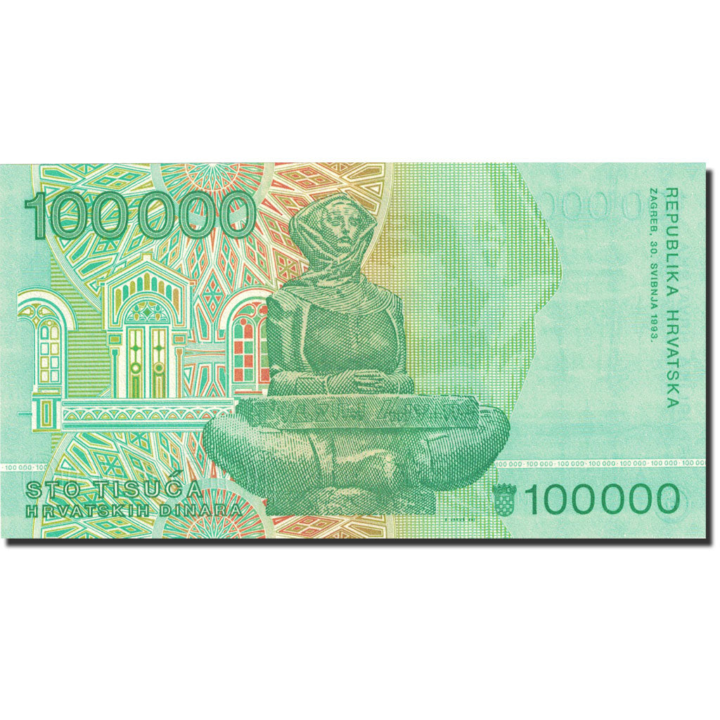 Billet, Croatie, 100,000 Dinara, 1991-1993, 1993-05-30, KM:27A, NEUF