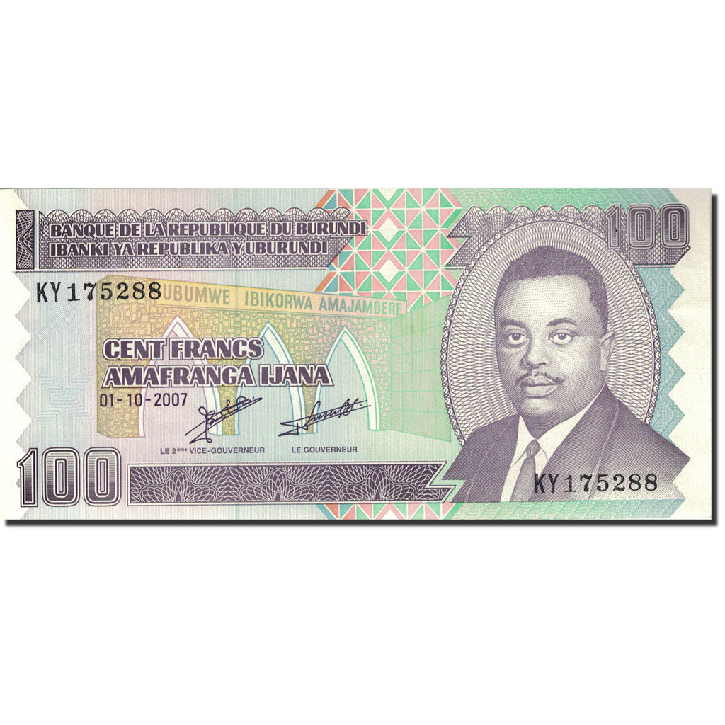 Banknot, Burundi, 100 Francs, 1993-1997, 2007-10-01, KM:37f, UNC(65-70)