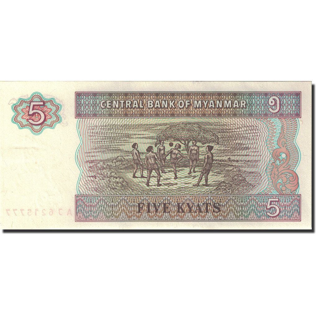 Banknote, Myanmar, 5 Kyats, 1991-1998, Undated (1996), KM:70a, UNC(65-70)