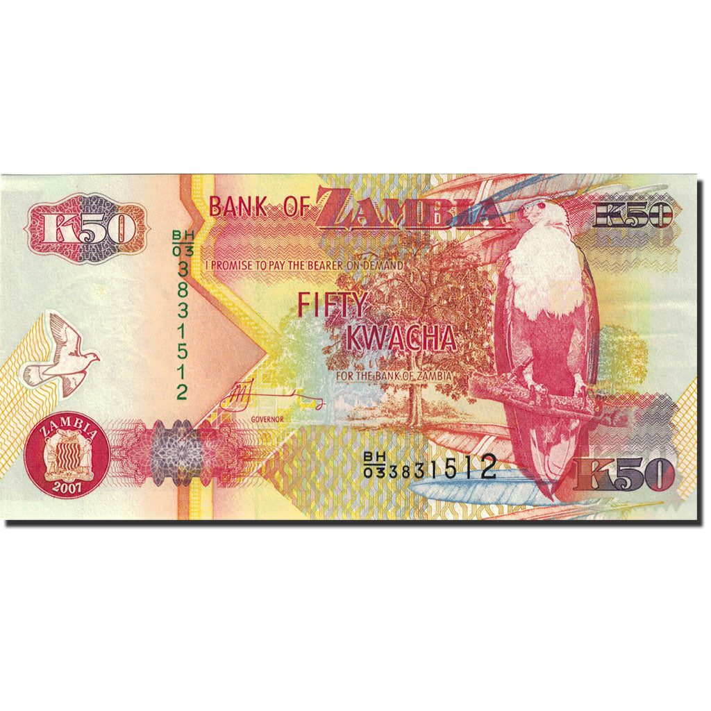 Banknote, Zambia, 50 Kwacha, 1992-1996, 2007, KM:37f, UNC(65-70)
