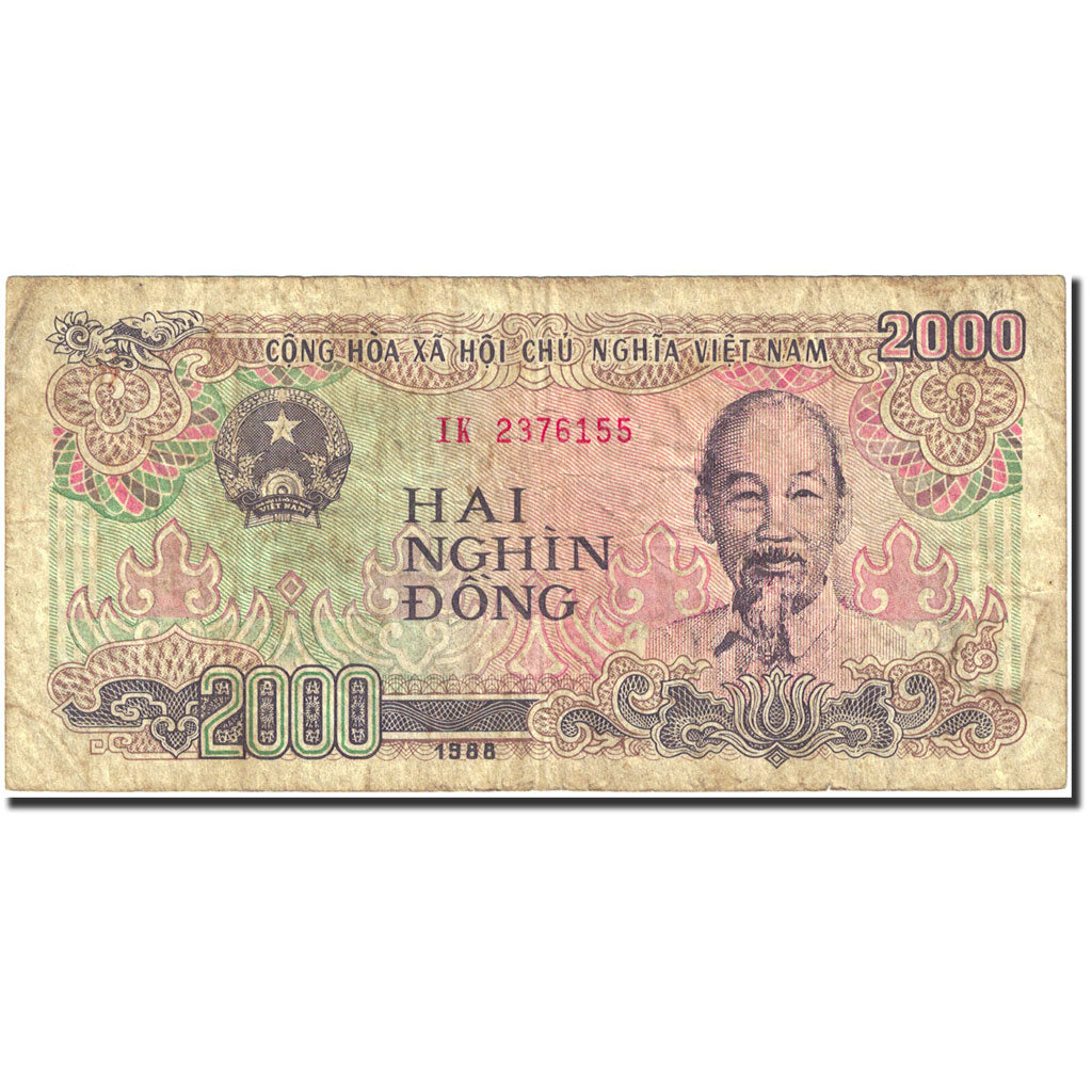 Billete, 2000 D<ox>ng, 1988-1991, Vietnam, 1988, KM:107a, BC