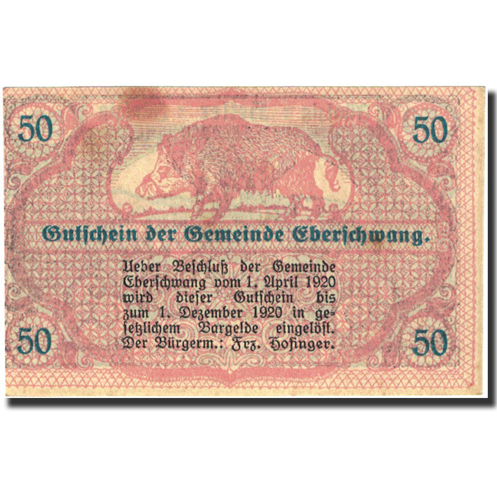 Banknote, Austria, Eberschwang, 50 Heller, Eglise, 1920, 1920-12-01, AU(50-53)