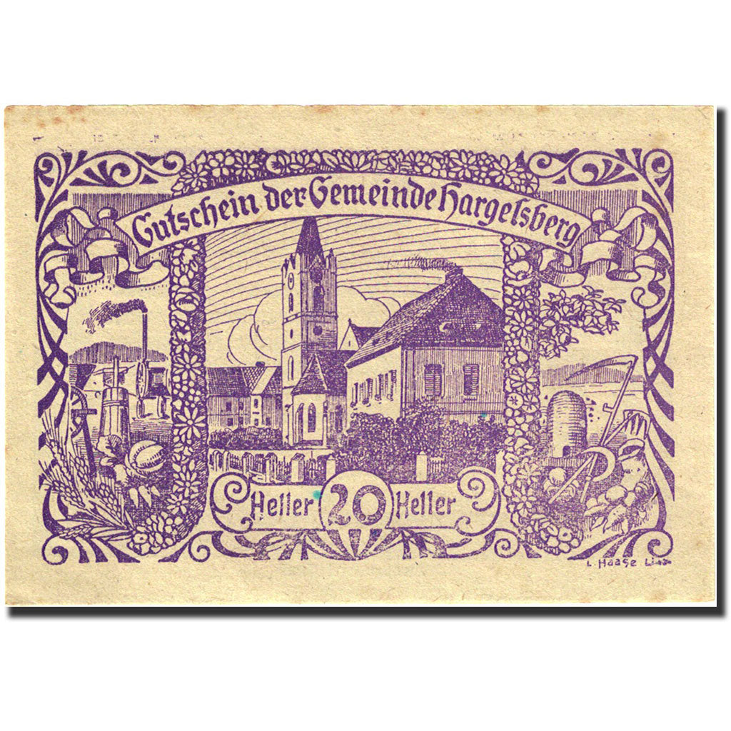 Banknote, Austria, Hargelsberg, 20 Heller, Usine, 1920, 1920-12-31, AU(50-53)