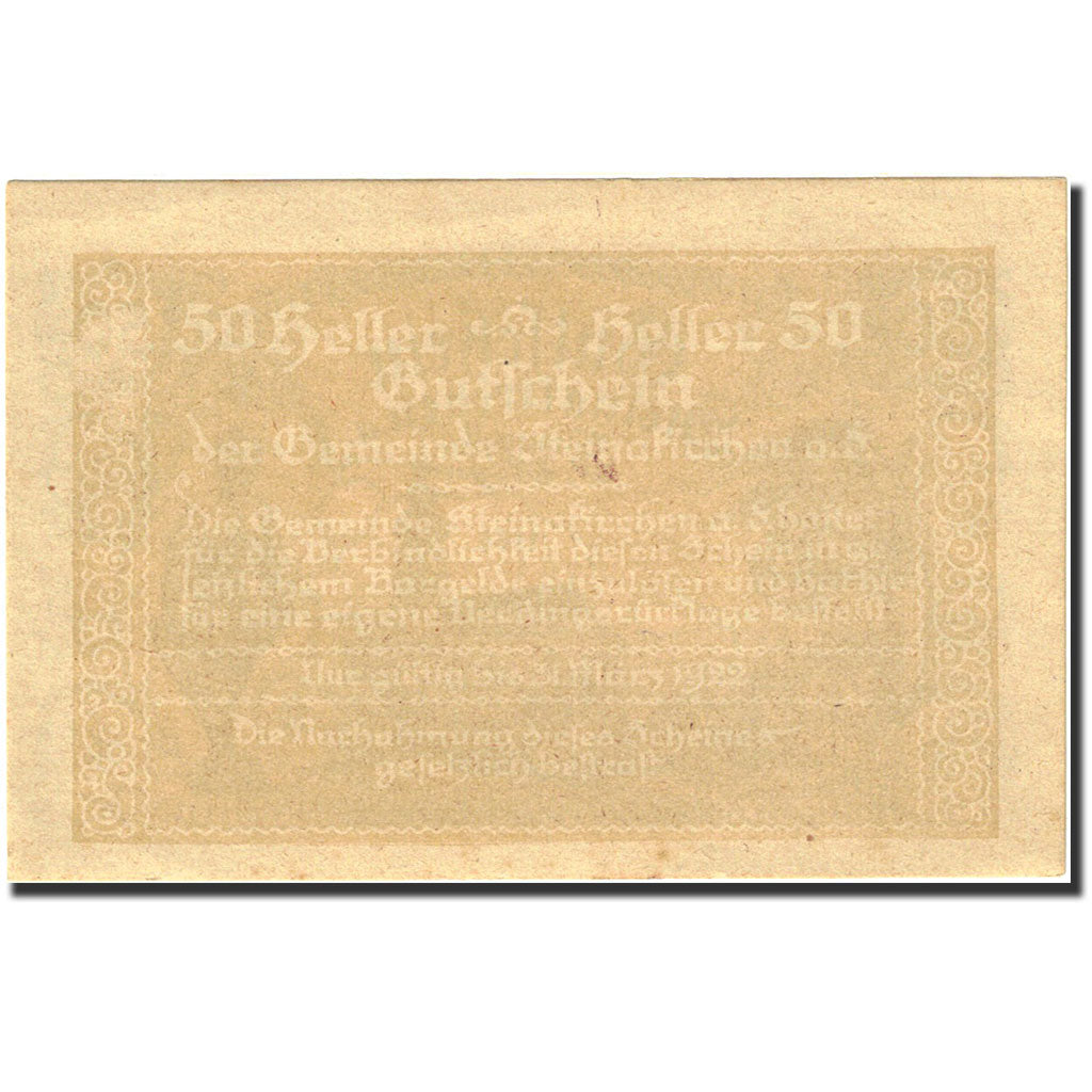 Banknote, Austria, Steinakirchen am Forst, 50 Heller, personnage, 1922