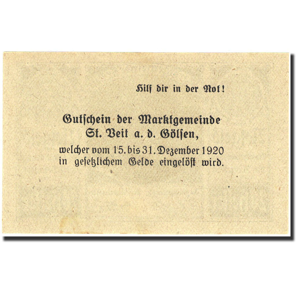 Banknote, Austria, Sankt Veit an der Glan, 20 Heller, montagne, 1920