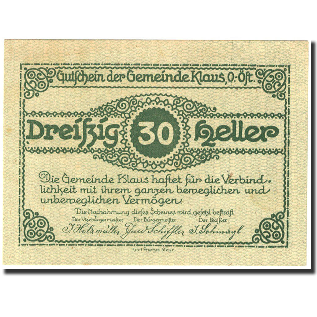 Banknote, Austria, Klaus, 25 Heller, château, 1920, 1920-03-27, UNC(65-70)