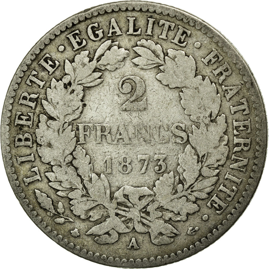 Münze, Frankreich, Cérès, 2 Francs, 1873, Paris, S, Silber, KM:817.1