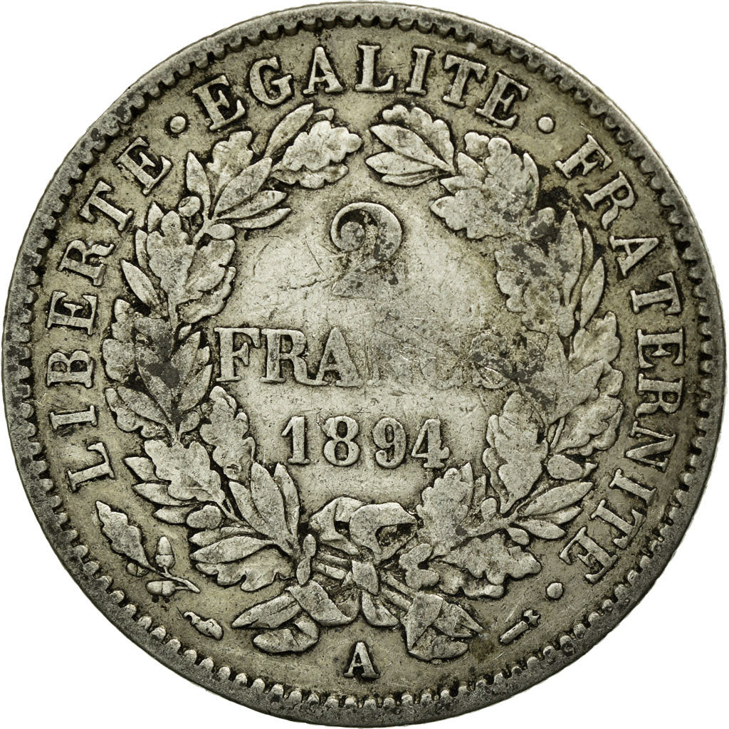 Münze, Frankreich, Cérès, 2 Francs, 1894, Paris, S, Silber, KM:817.1