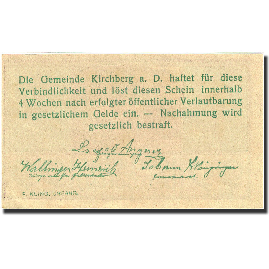 Banknote, Austria, Kirchberg an der Donau, 90 Heller, château, 1920