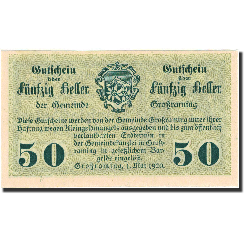 Banknote, Austria, Grossraming, 50 Heller, Foret, 1920, 1920-05-01, UNC(65-70)
