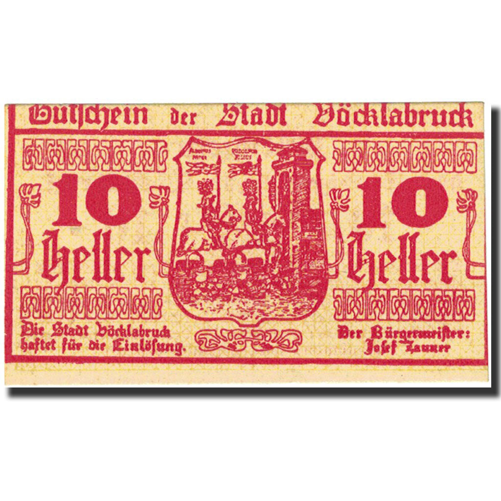 Banknote, Austria, Vocklabruck, 10 Heller, Blason, 1919, 1919-11-29, UNC(65-70)