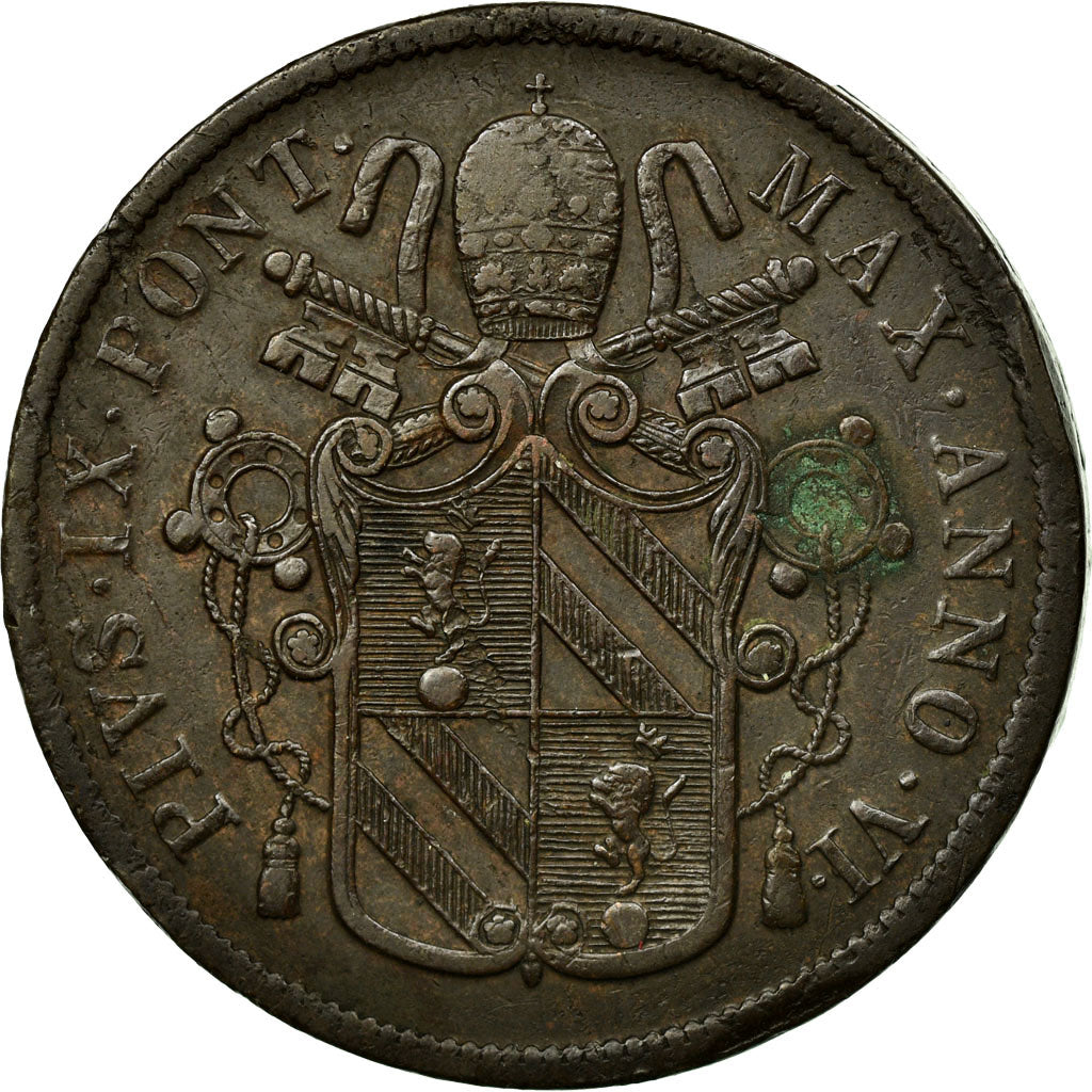 Moneda, Estados italianos, PAPAL STATES, Pius IX, 5 Baiocchi, 1851, Roma, MBC