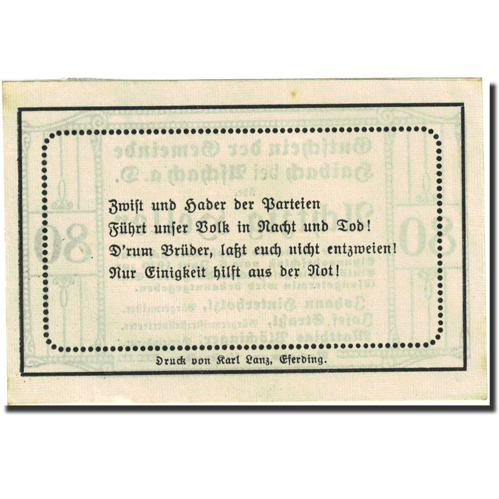 Banknote, Austria, Altach, 80 Heller, valeur faciale, 1920, 1920-06-05