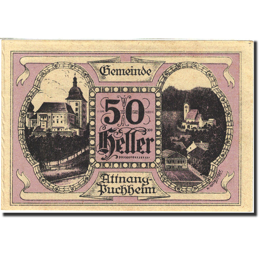 Billet, Autriche, Attnang-Puchheim, 50 Heller, Eglise, 1921, 1921-04-30, TTB+