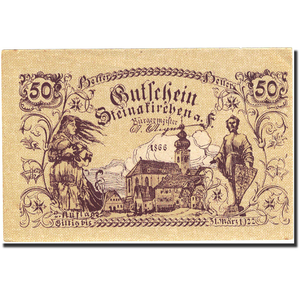 Geldschein, Österreich, Steinakirchen am Forst 50 Heller village 1922 AU (55-58)