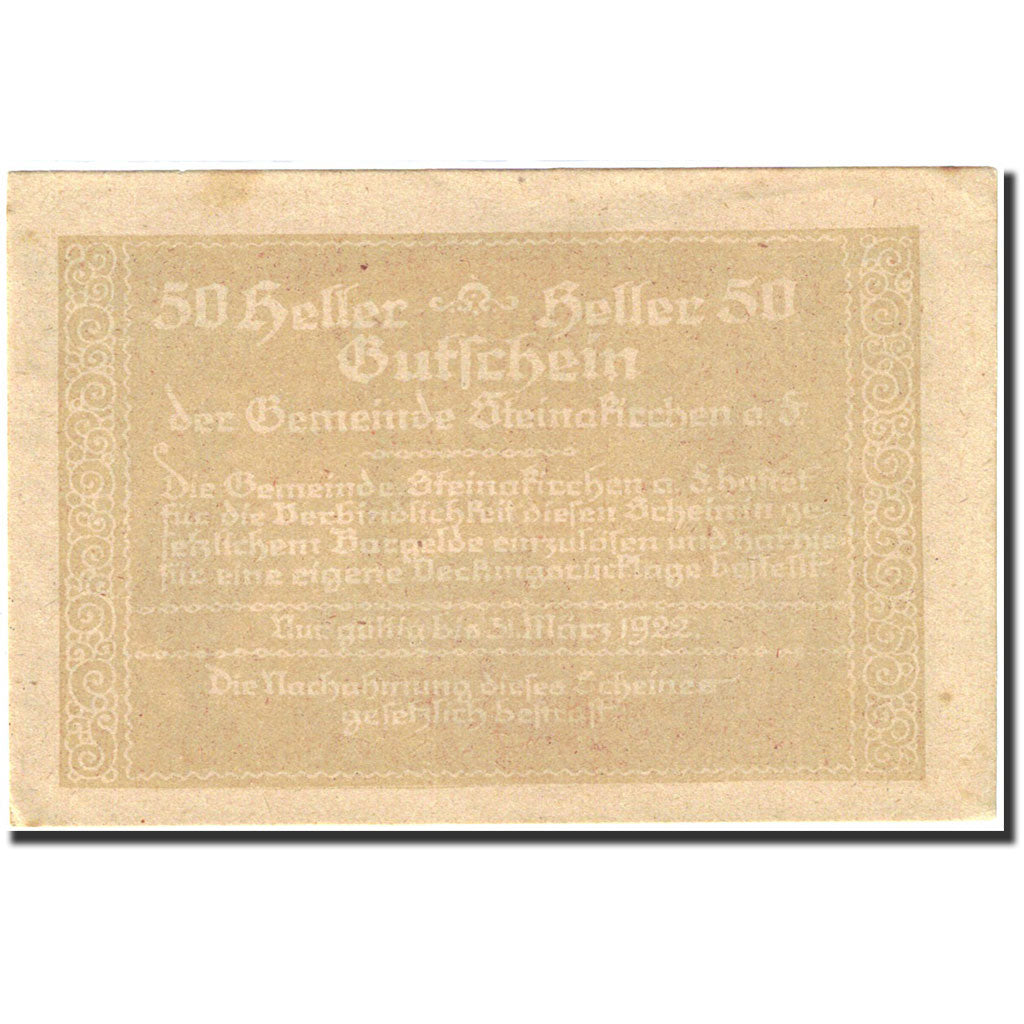 Geldschein, Österreich, Steinakirchen am Forst 50 Heller village 1922 AU (55-58)