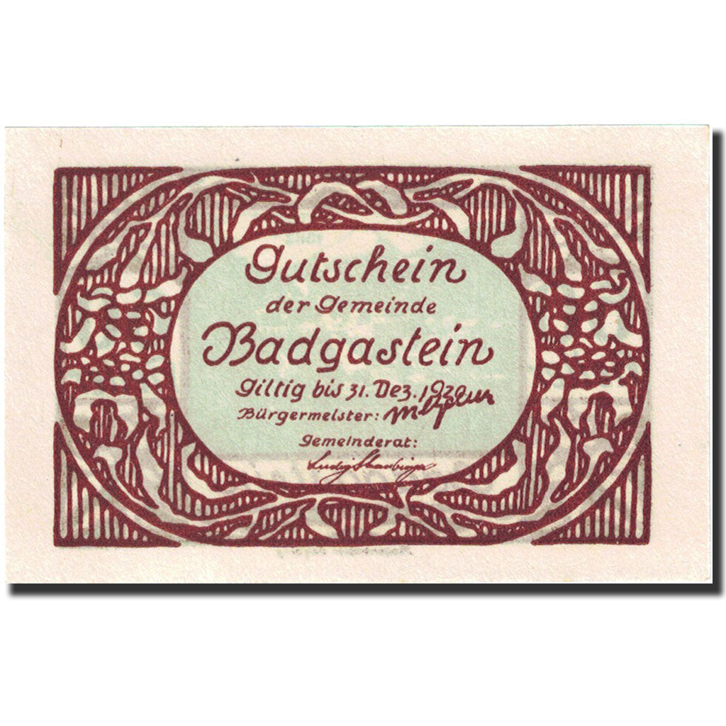 Banknote, Austria, Bad Gastein, 60 Heller, montagne, 1920, 1920-12-31, UNC(63)