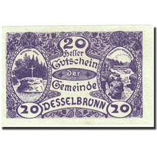 Banknote, Austria, Desselbrunn, 20 Heller, Monument, 1921, 1921-05-01, UNC(63)