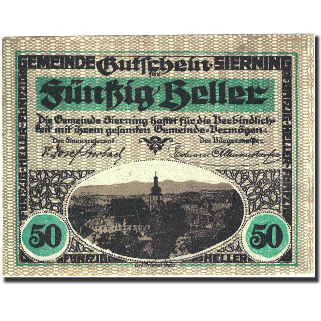 Banknote, Austria, Sierning, 50 Heller, agriculteur, 1921, 1921-07-01, AU(55-58)