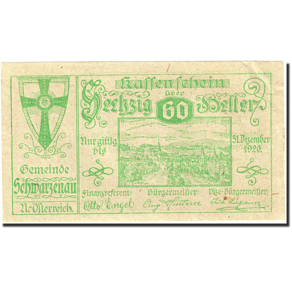 Banknote, Austria, Schwarzenau, 60 Heller, village, 1920, 1920-12-31, AU(55-58)