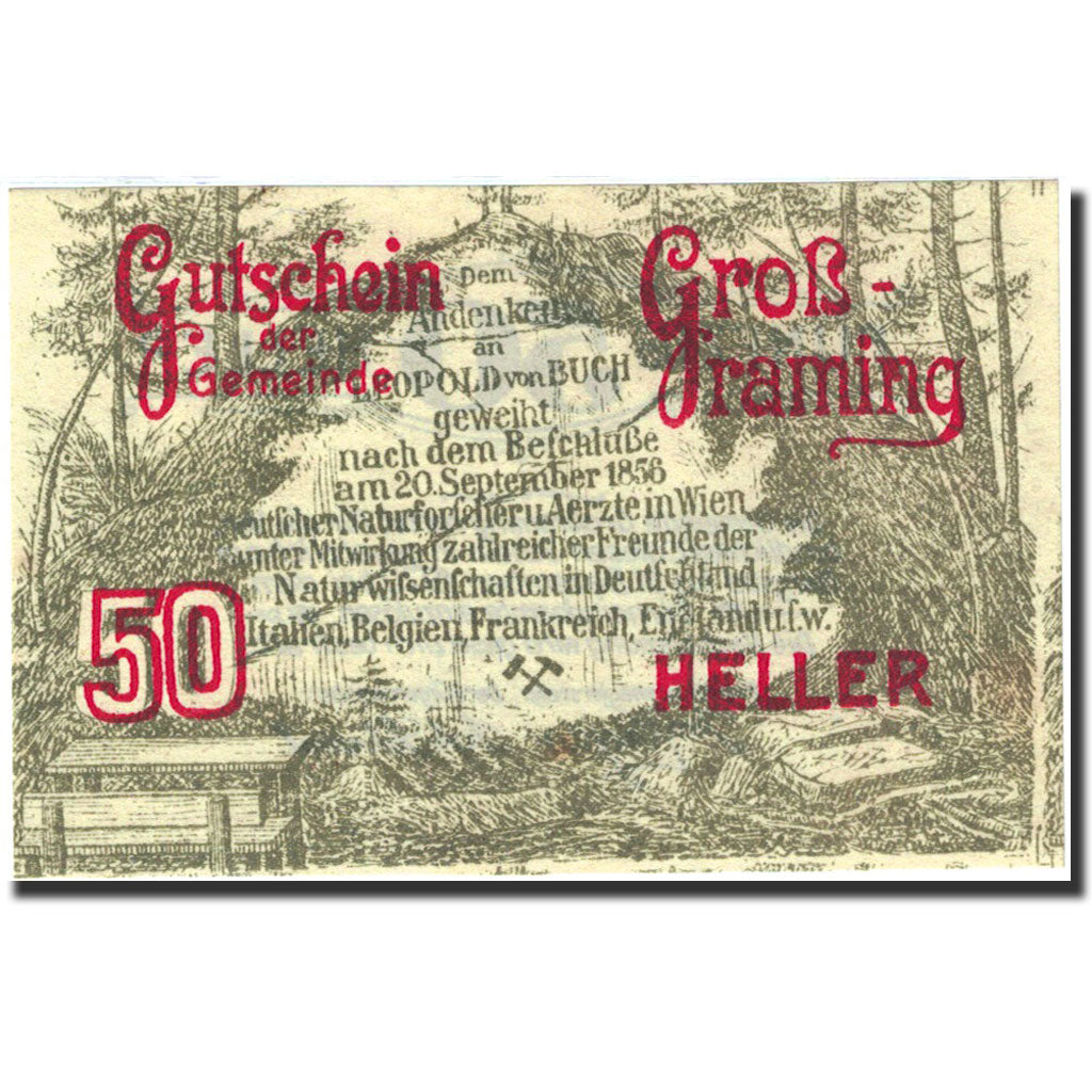 Banknote, Austria, Grossraming, 50 Heller, Foret, 1920, 1920-12-31, UNC(63)