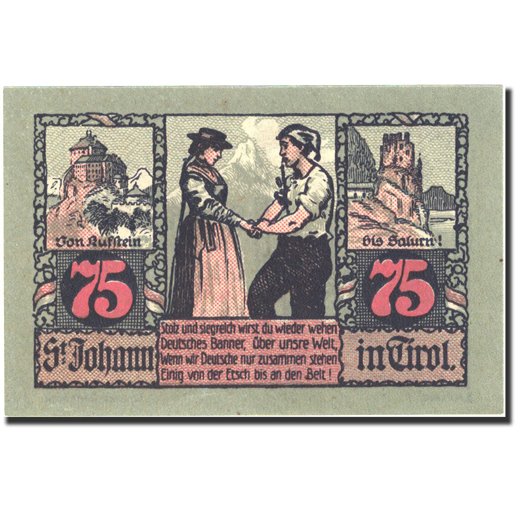 Banknote, Austria, Sankt Johann in Tirol, 75 Heller, château 1921-02-28 UNC (63)
