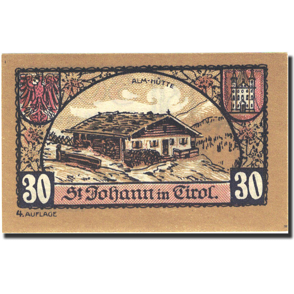 Banknote, Austria, St Johann in Tirol, 30 Heller, personnage 1921-02-28 UNC (63)
