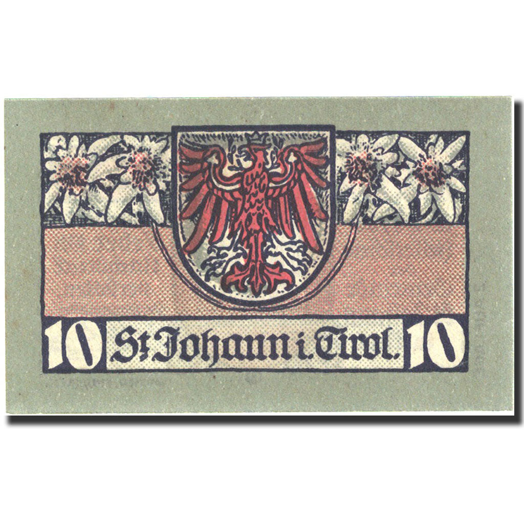 Banknote, Austria, Sankt Johann in Tirol, 10 Heller, Blason, 1921 green UNC (63)