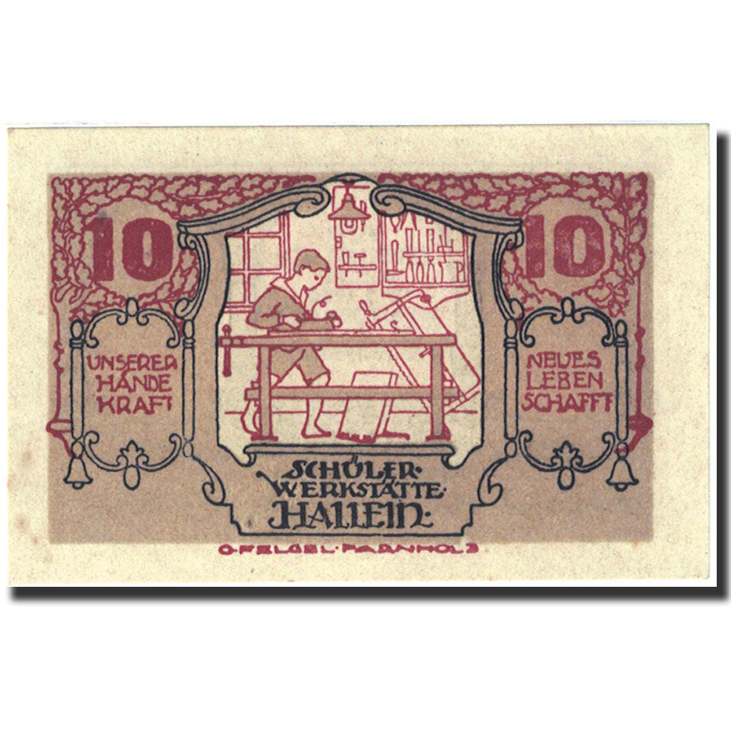 Banknote, Austria, Hallein, 10 Heller, menuisier, 1920, 1920-12-31, UNC(63)