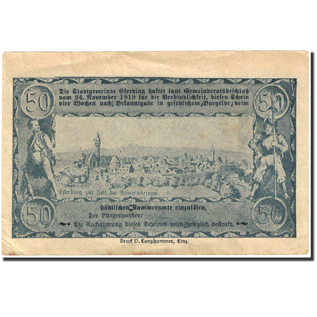 Banknote, Austria, Eferding, 50 Heller, village, 1919, 1919-11-24, AU(50-53)