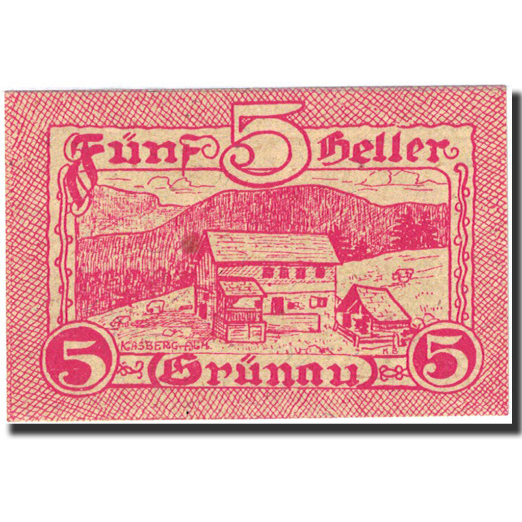 Banknote, Austria, Grünau, 5 Heller, montagne, 1920, 1920-11-30, UNC(63)